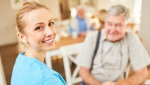 Happy Senior with Professional Home Care