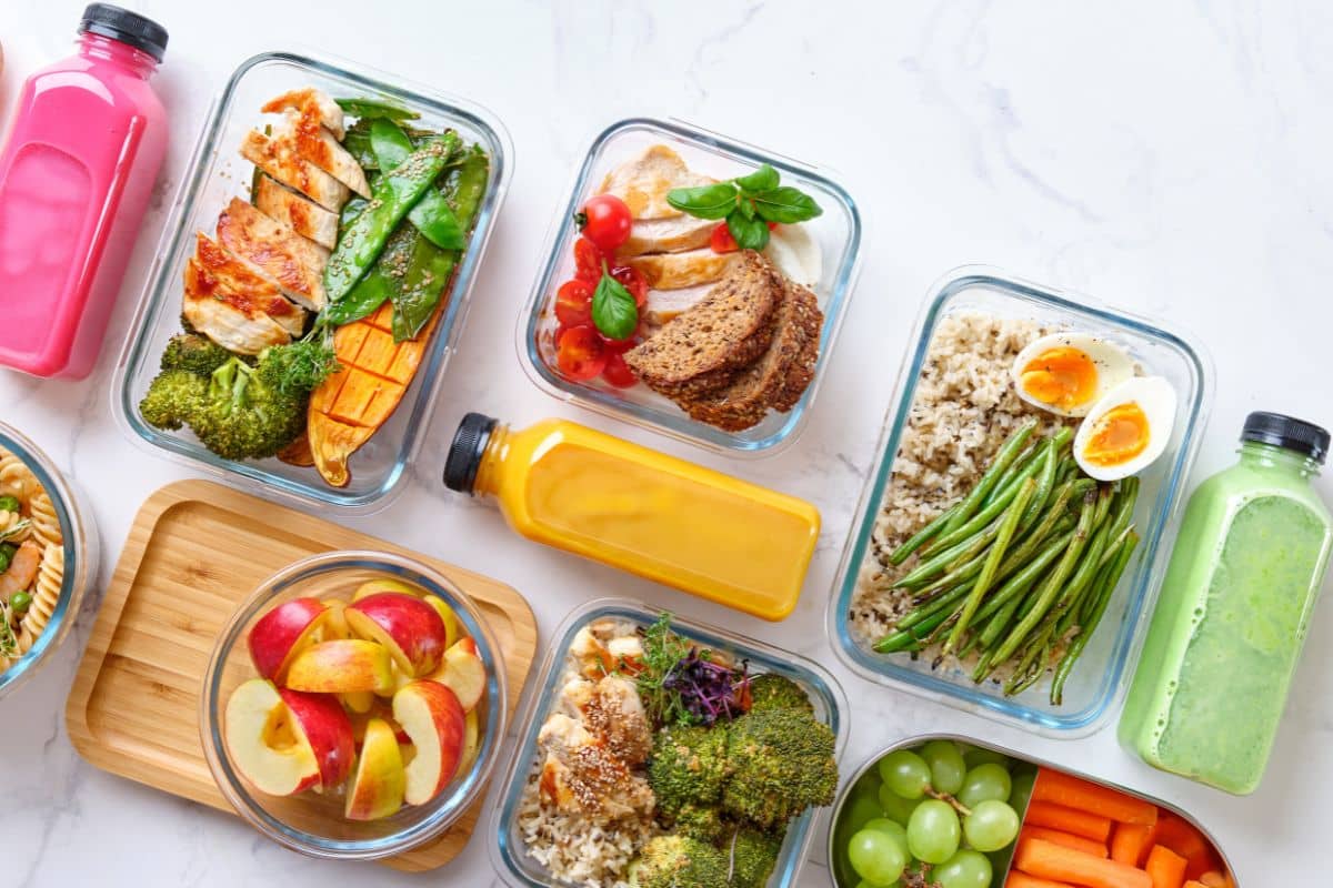Meals that are prepared in meal prep containers