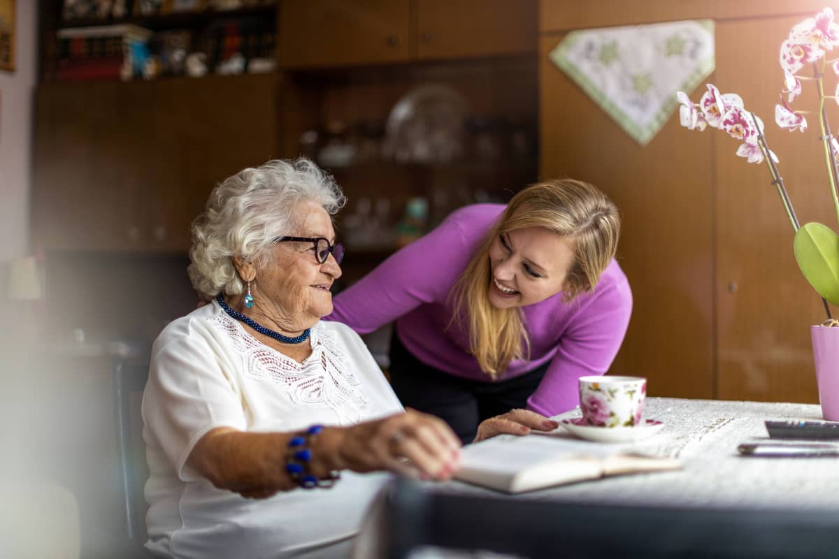 A caregiver with a senior woman